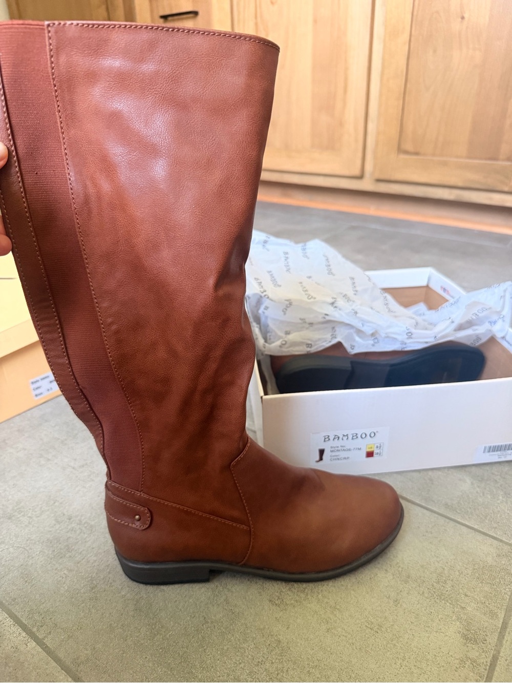 BAMBOO Tall Riding Boots - Cognac Brown
